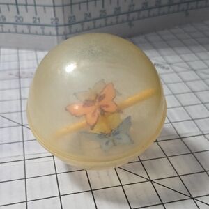 Yellow, Pink, and Blue Butterflies Toy Ball, Plastic Spinner Ball, VTG 1980S